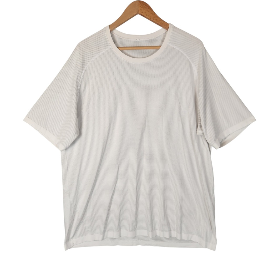 Lululemon Metal Vent Tech Top Men's XXL White Stripe Short Sleeve - Picture 1 of 5